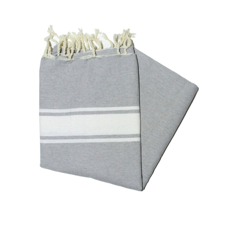 Fouta Essaouira gris clair