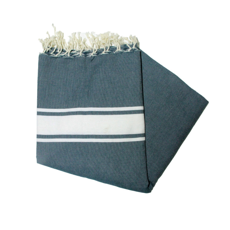 Fouta Essaouira bleu canard